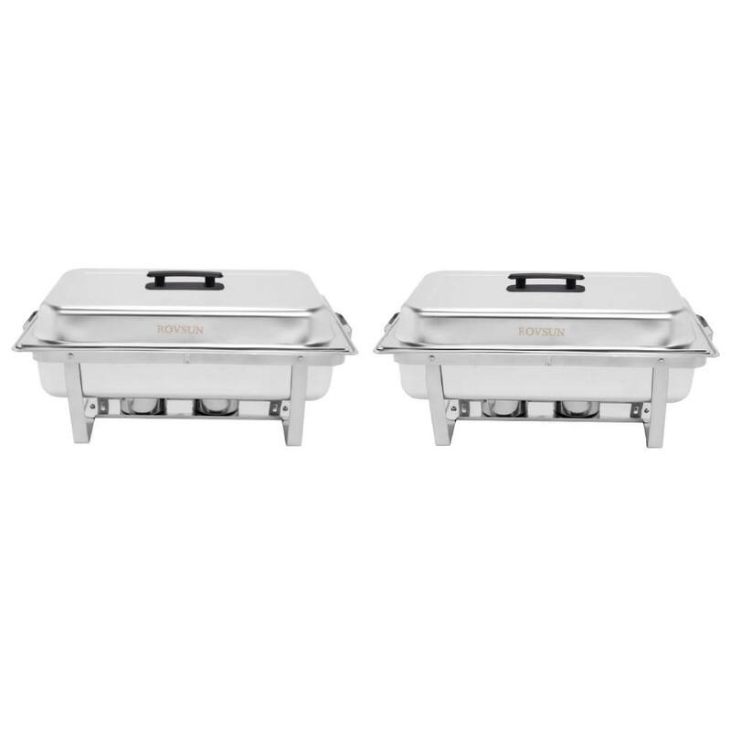 8Qt Double Grid Stainless Steel Rectangular Chafing Dish - 2-Set