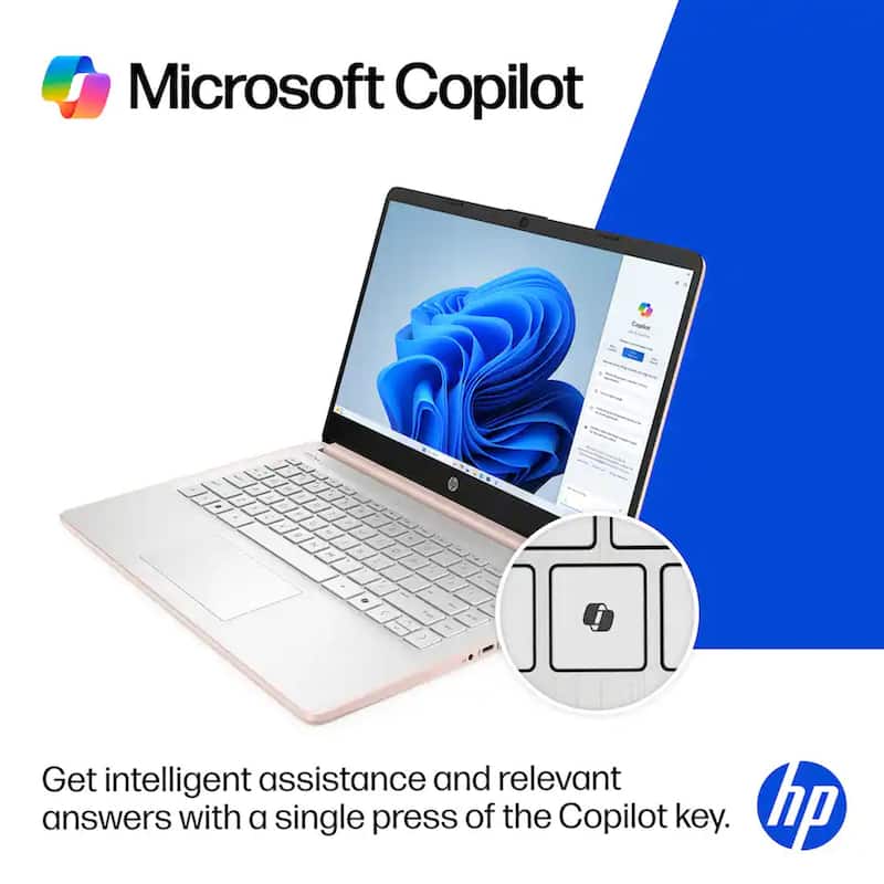 HP 14" Laptop Intel Celeron N4500 - 4GB Memory, 64GB eMMC - Pale Rose Gold Essential Bundle