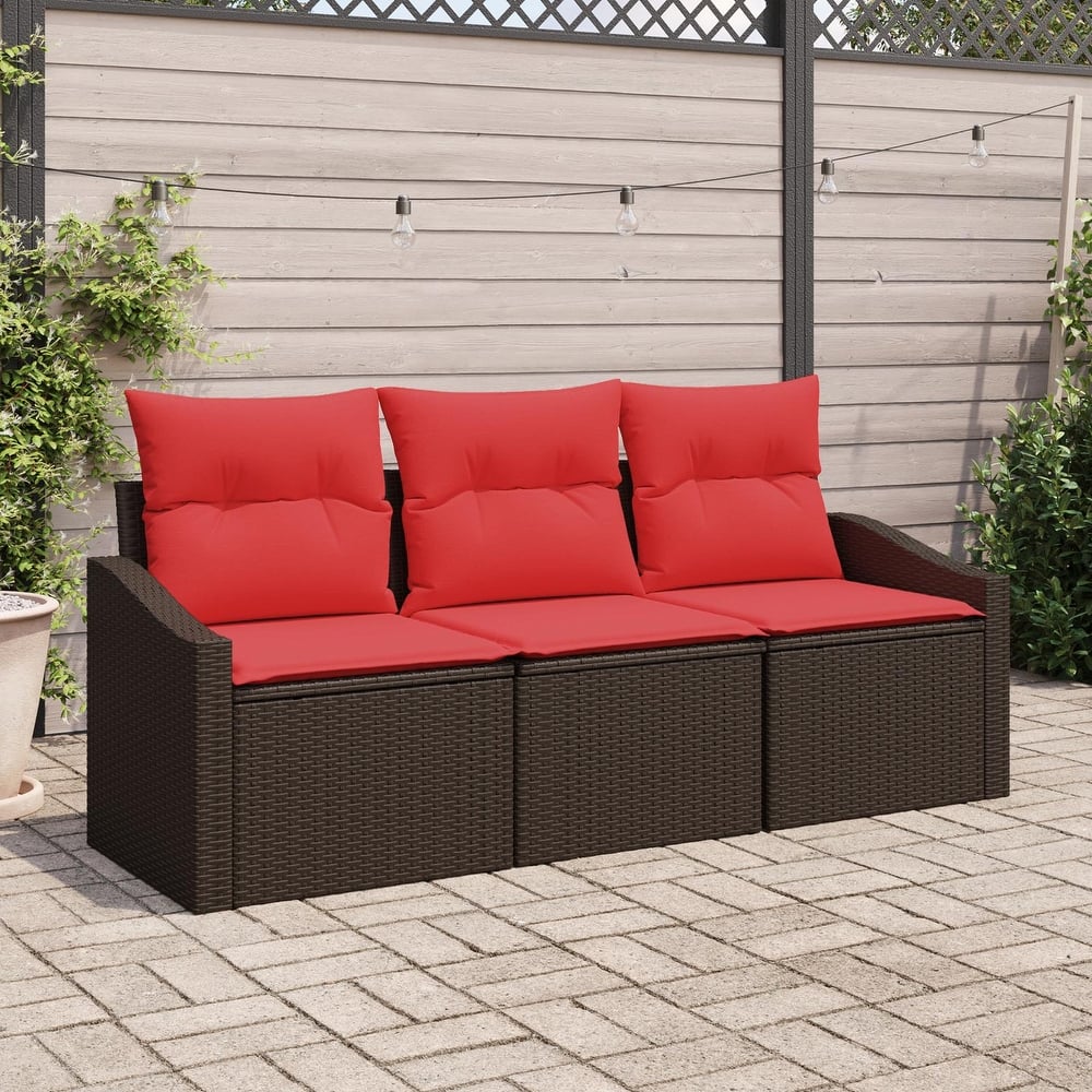 vidaXL 3 Piece Garden Sofa Set with Cushions - 70.1×24.4×27.2