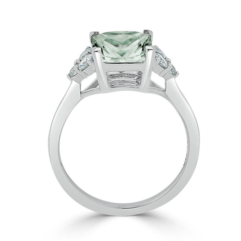 Auriya 1 7/8ct Princess-cut Green Amethyst and Diamond Engagement Ring 1/3ctw 14k Gold