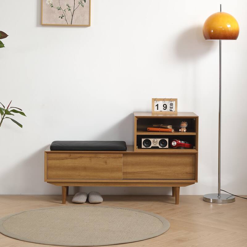 ANTIQUE HALLWAY BENCH CABINET IN OAK COLOR bench