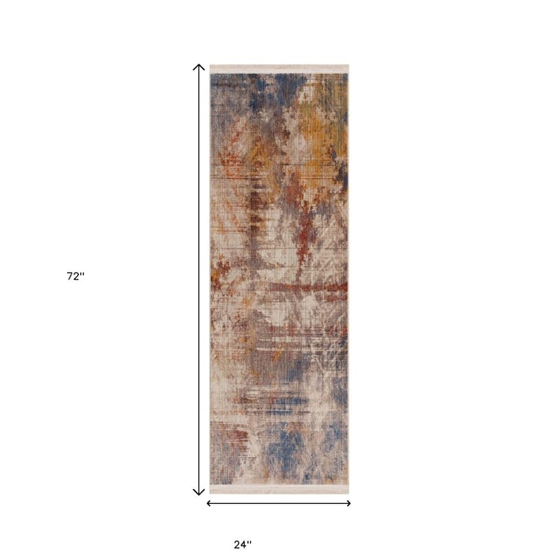 Tecu Distressed Abstract Area Rug By HomeRoots - 2' X 6'
