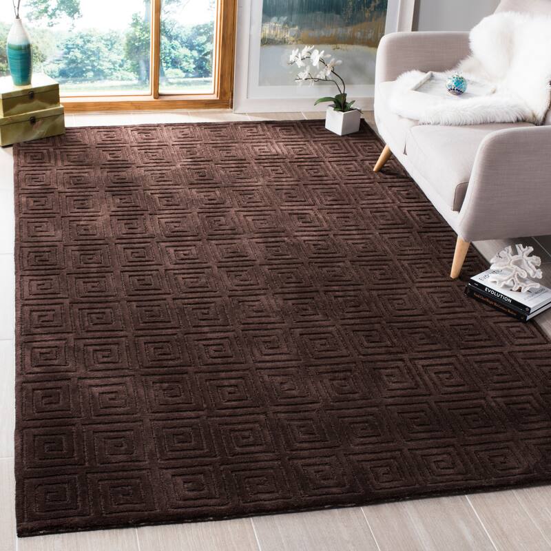 SAFAVIEH Couture Hand-knotted Tibetan Inocência Modern Wool Rug - 5' x 7'6" - Chocolate