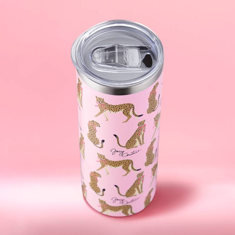 Juicy Couture Glam Slip Hydration Stainless Steel Tumbler with Straw Topper