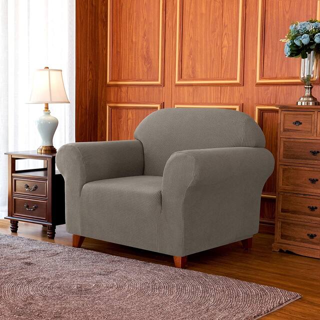 Subrtex Stretch Armchair Slipcover 1 Piece Spandex Furniture Protector - Taupe