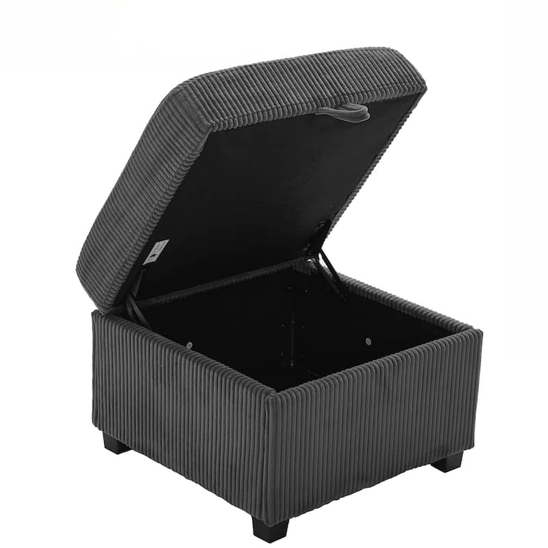 L-Shaped Sectional Sofa with Pull-Out Storage,Ottoman & Pillows 3-Seat with USB Charging,Cup Holder, Convertible Design