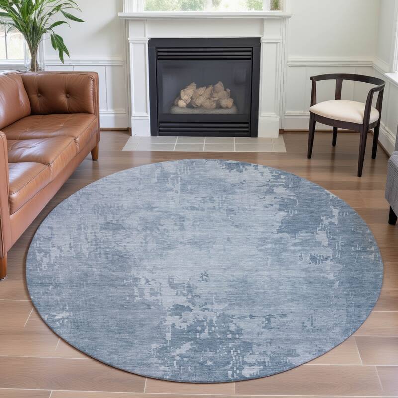 Premium Washable Super Soft Abstract Solid Mayfield Rug - Sky - 8' x 8'