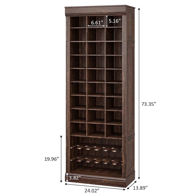 10-Tier Tall Shoe Cabinet with Boot Rack & 27 Cubbies