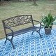 preview thumbnail 5 of 6, PHI VILLA 50 Inch Cast Iron Steel Frame Flower Pattern Garden Bench