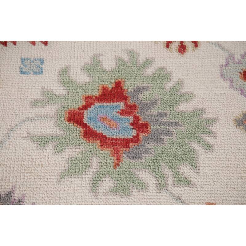 Hand Knotted Oriental 100% Wool Carpet Transitional All-Over Beige & Ivories Oushak Area Rug - 17' 10'' X 9' 1''