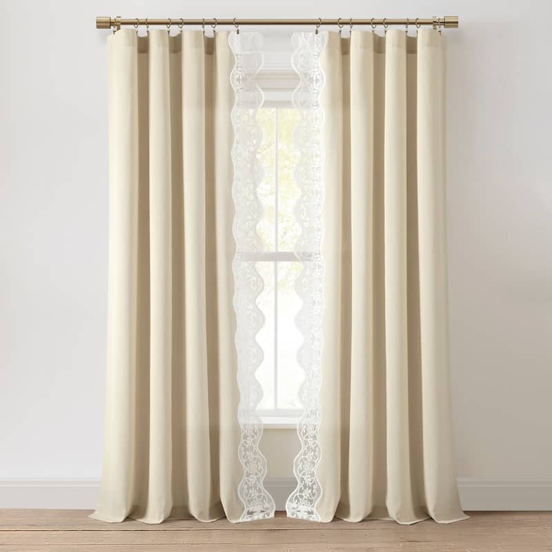 Lush Decor Scalloped Edge Lace Border Window Panel Single 52x84 - 84" x 52"