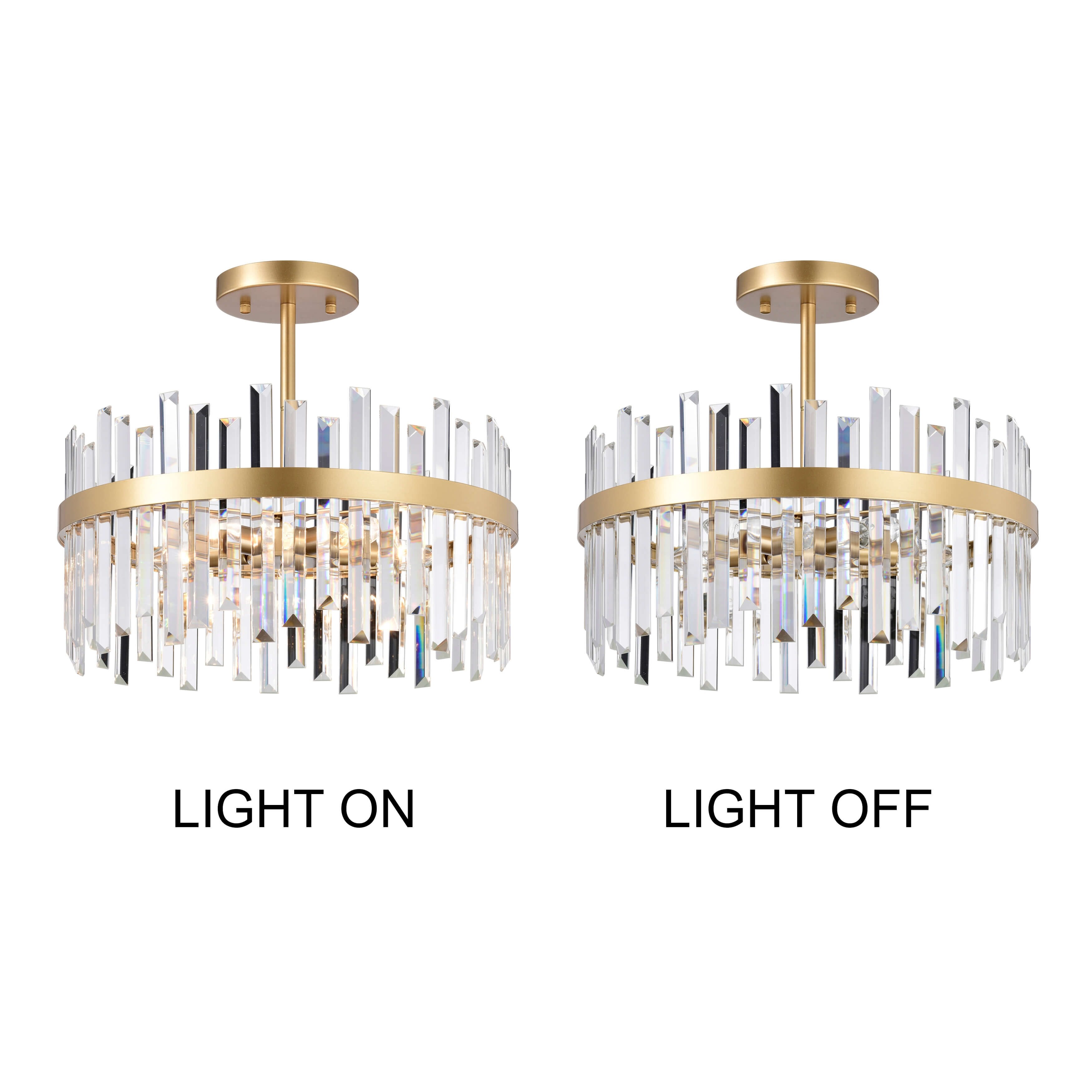 Casandra Glossy Brass 5-Light Drum Crystal Glass Flush Mount - 18.5 inches in diameter x 16 inches H