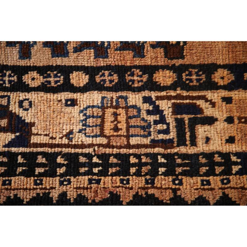 Handmade Oriental Vegetable Dye Qashqai Persian Vintage Area Rug - 4'0"x 8'4"