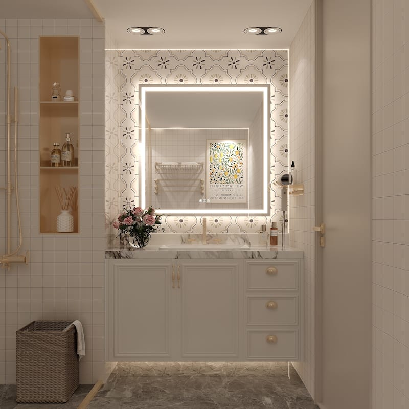 Large LED Bathroom Mirror with UL Listed, Front and Backlit, Anti-Fog