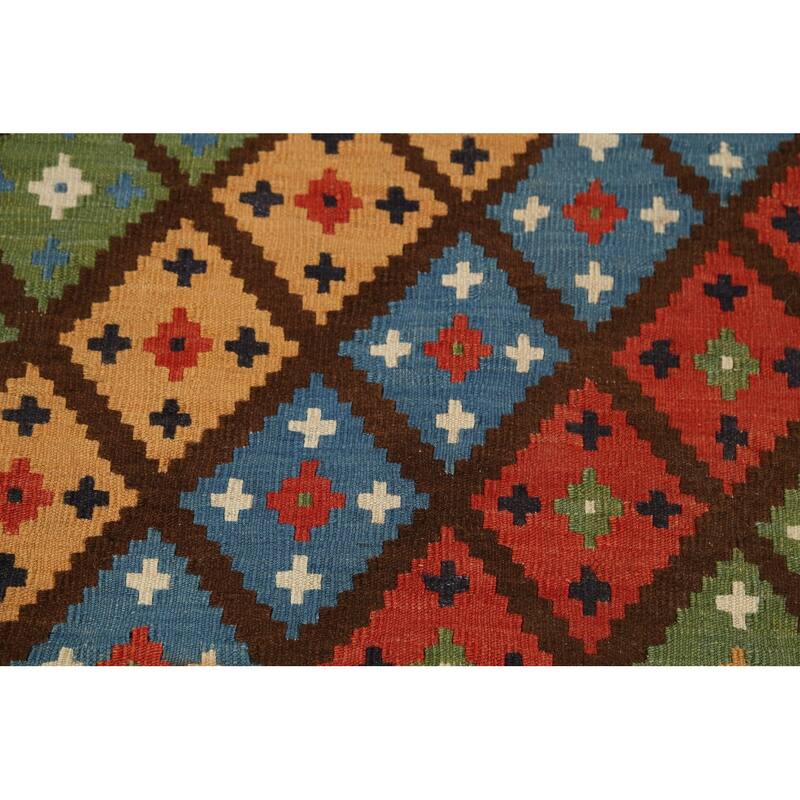 Vegetable Dye Kilim Qashqai Persian Rug Hand-Knotted Wool Carpet - 3'5"x 4'8"