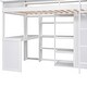preview thumbnail 8 of 12, Wood Twin Size Loft bed with Multiple Storage Shelves and Wardrobe, White
