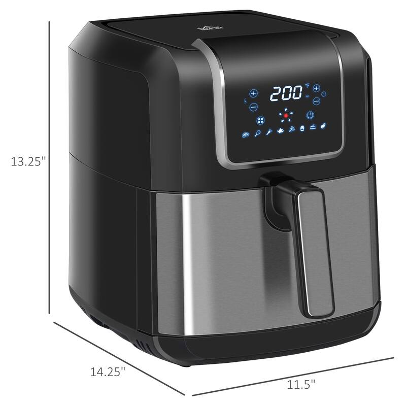 1700W 6.9 Quart Air Fryers Oven with Digital Display, for Oil Less or Low Fat Cooking, Black