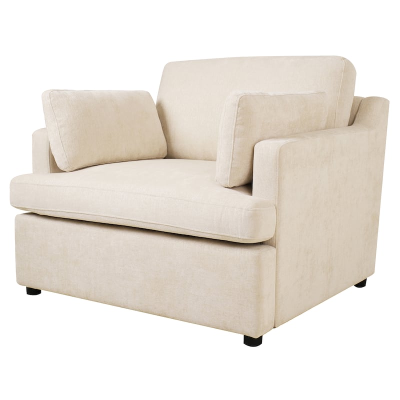 Beige 37" Accent Chair with Pillows