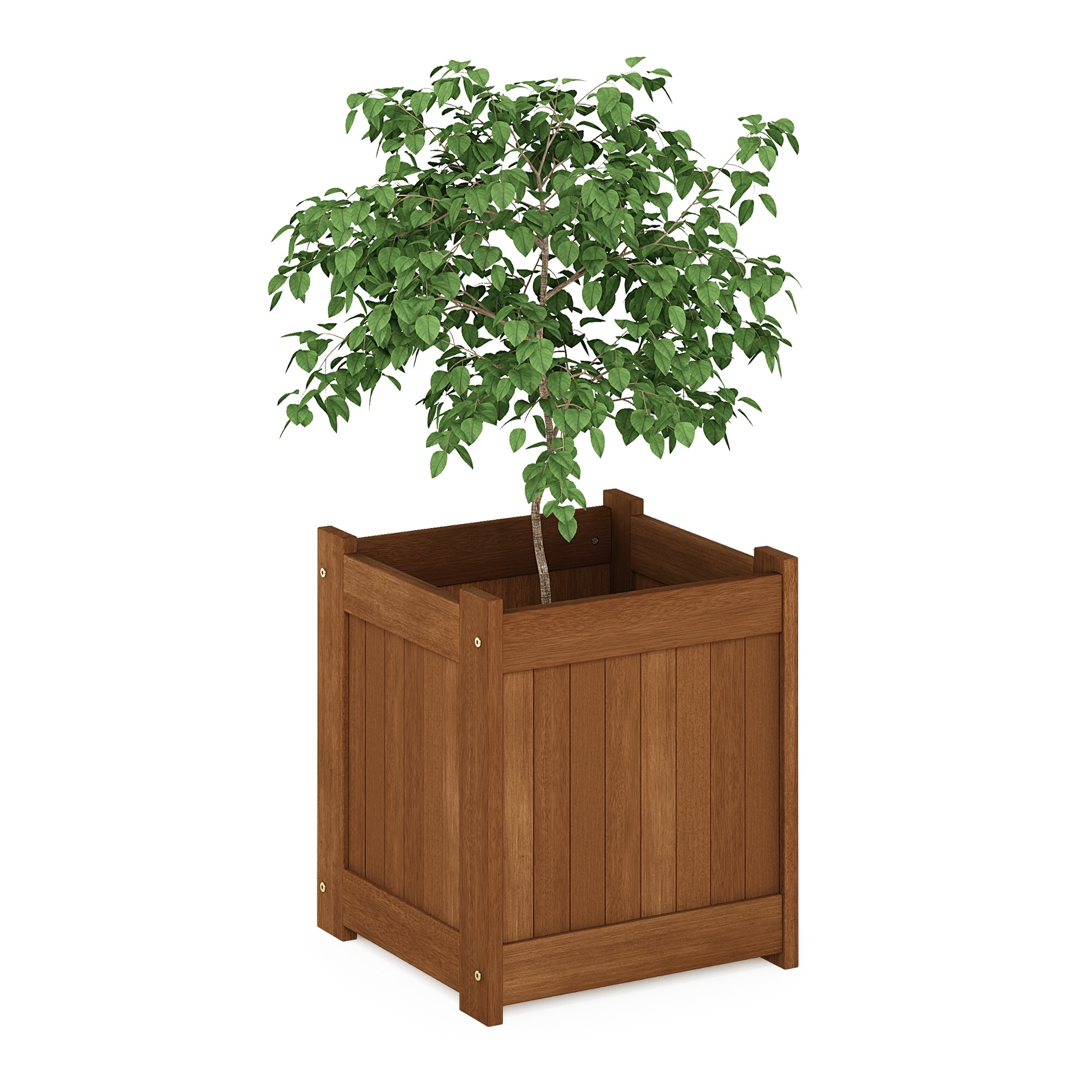 Furinno Tioman Hardwood Flower Box - Brown Outdoor Planter Box For Garden & Patio