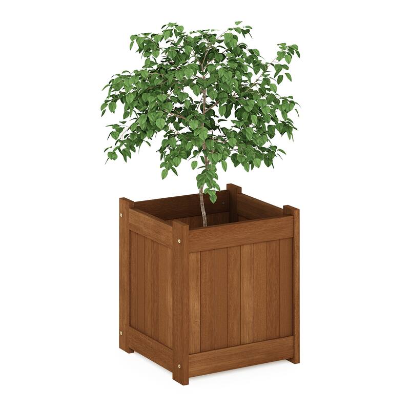Furinno Tioman Hardwood Flower Box - Brown Outdoor Planter Box For Garden & Patio