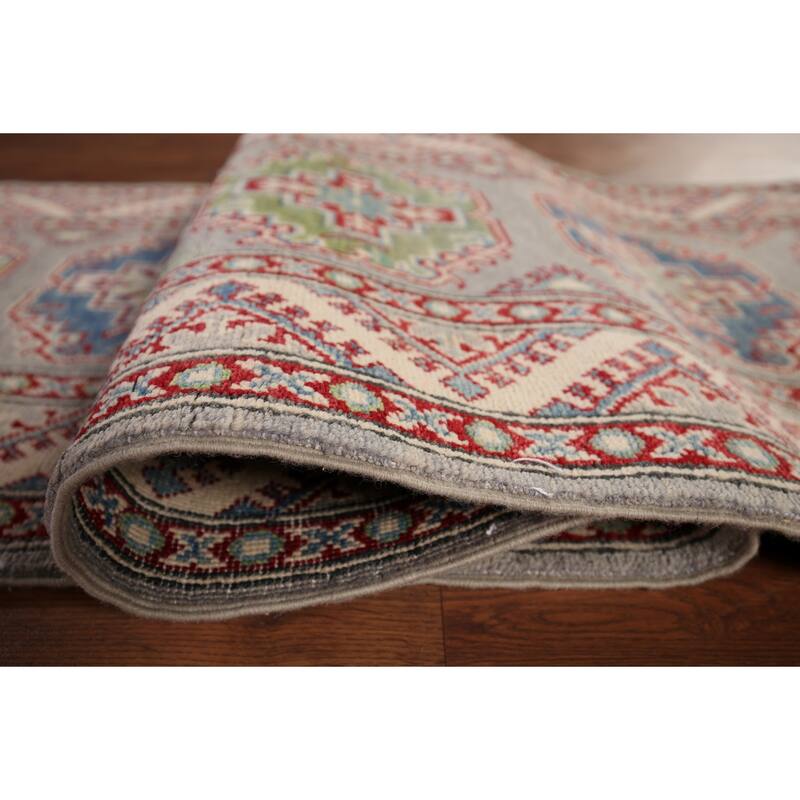 Gray Kazak Runner Rug Handmade Oriental Wool Carpet - 2'8" x 20'0"