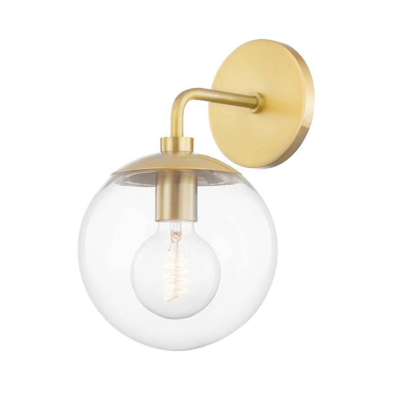 Mitzi by Hudson Valley Meadow 1-light Wall Sconce with Clear Glass - Aged Brass