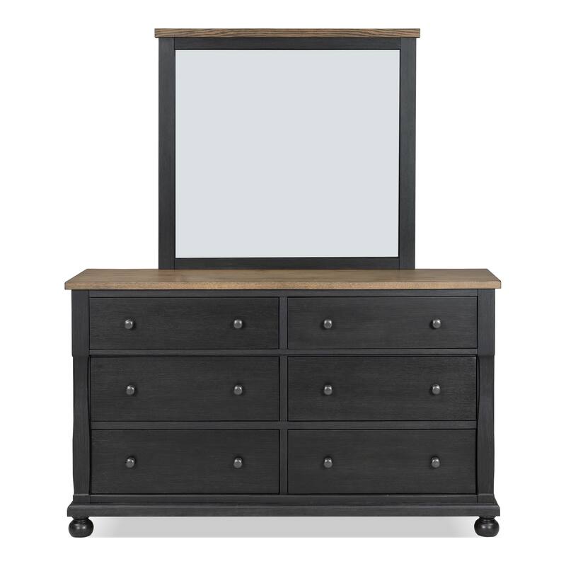 Furniture of America Lucan Modern 4-Piece Farmhouse Black Solid Wood Panel Bedroom Set