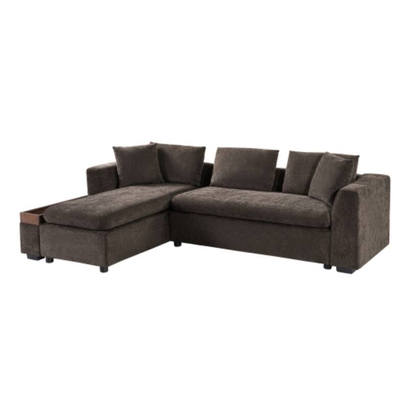 L-Shaped Sofa Couch with Built-in Wooden Storage Compartment by Harper&Bright Designs
