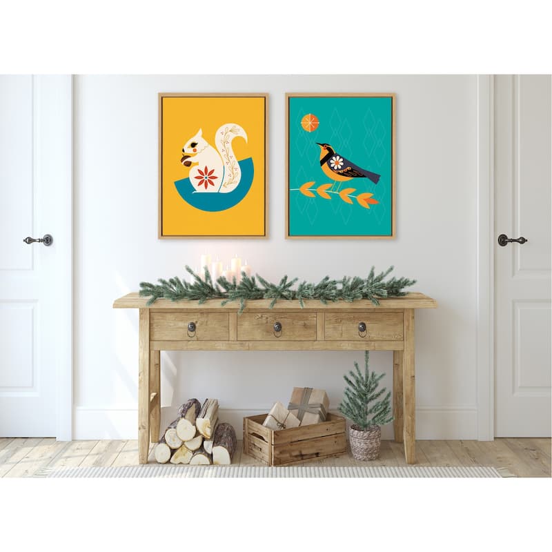 Kate and Laurel Sylvie Varied Thrush Framed Canvas by Amber Leaders