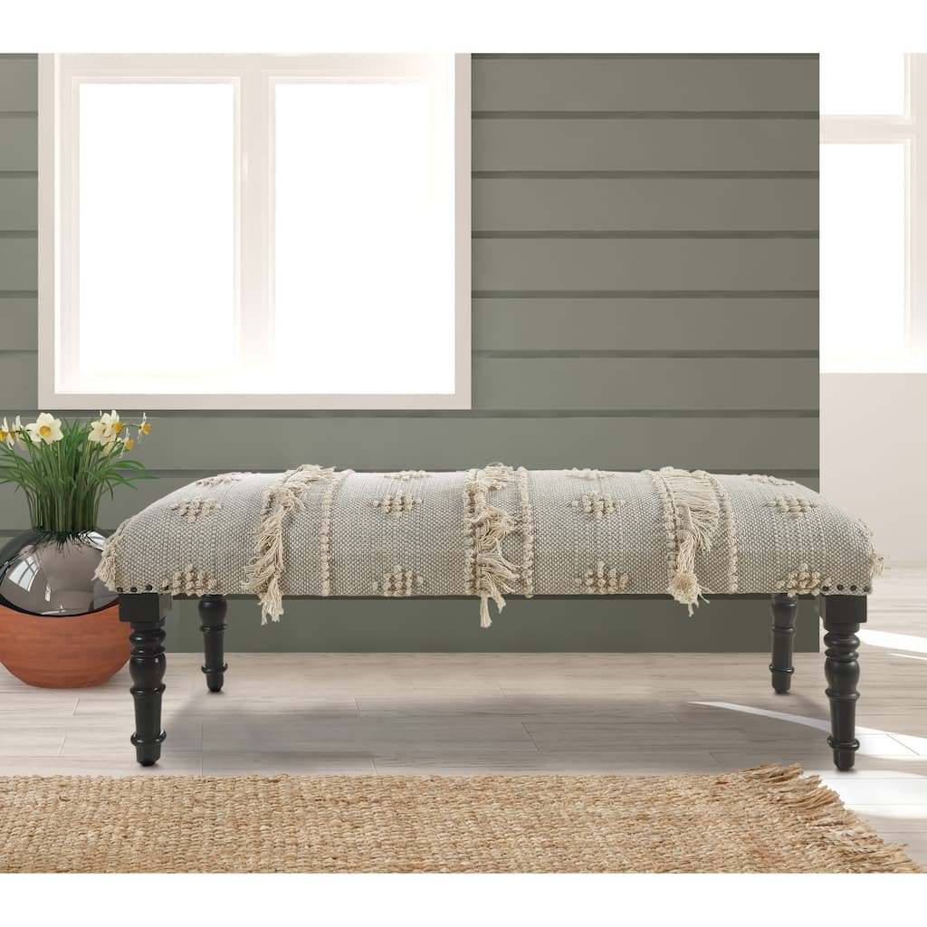 Sevita Presidio Farmhouse Upholstered Accent Bench Indoor Entryway Bench - 47" L x 16" W x 18" H