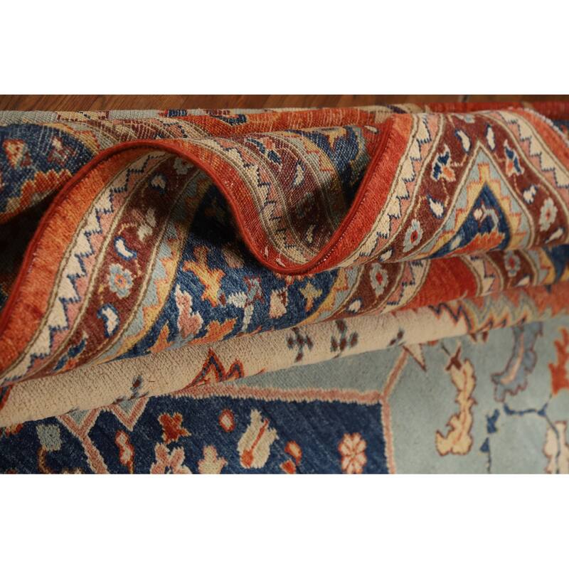 Blue & Orange Sultanabad Vegetable Dye Rug Hand-Knotted Wool Carpet - 8'11" x 12'2"