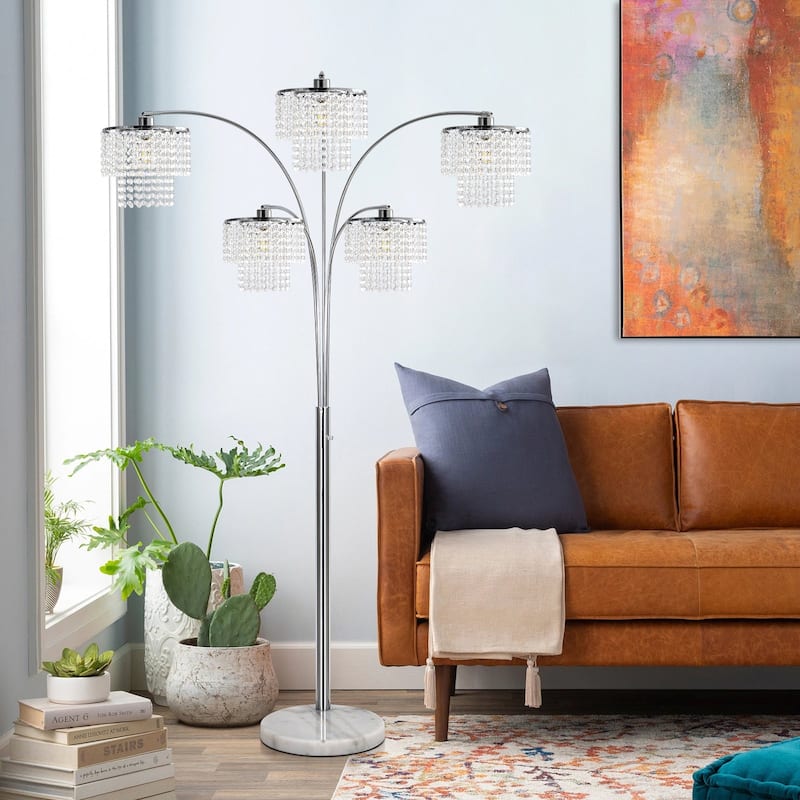 Brio 80" 5-Light Modern Crystal Arc Floor Lamp - 80