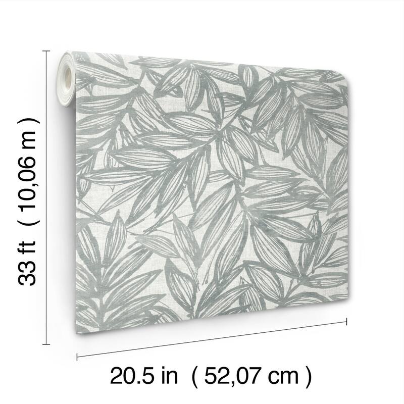 A-Street Prints Rhythmic Grey Leaf Wallpaper