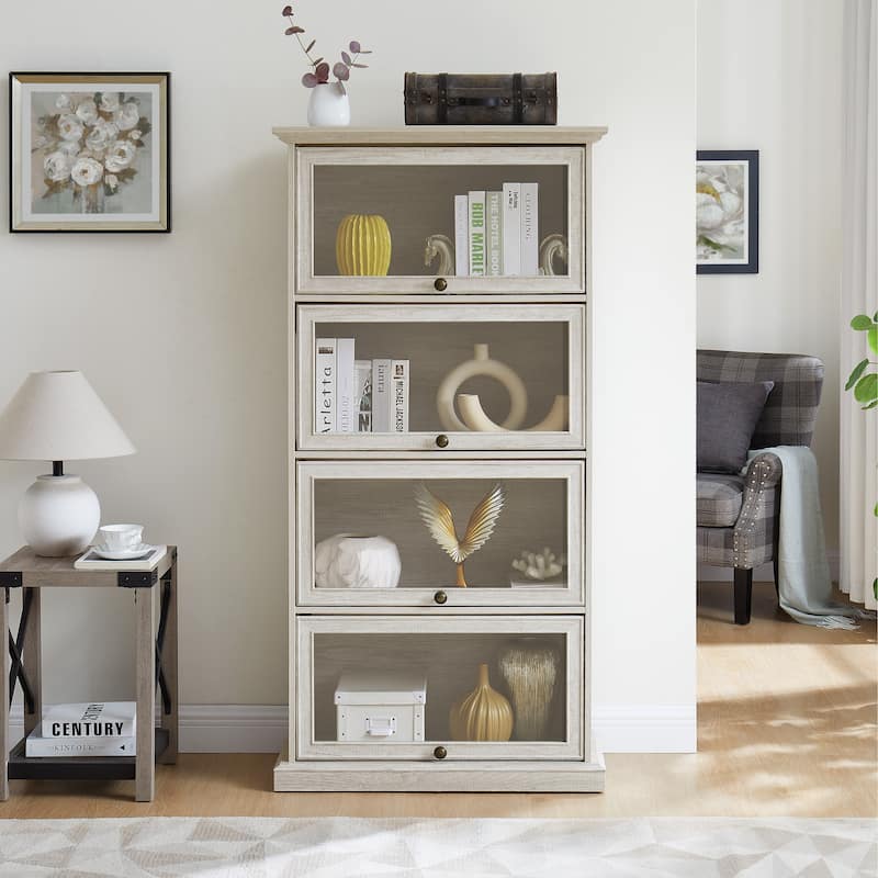 GDF Studio - Modern Cabinet Storage Curio Cabinet with Flip-Up Doors