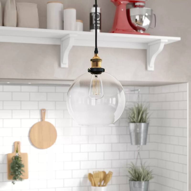 Glass Pendant Light 1-Light Globe Chandelier Modern Farmhouse Ceiling Fixture - 11