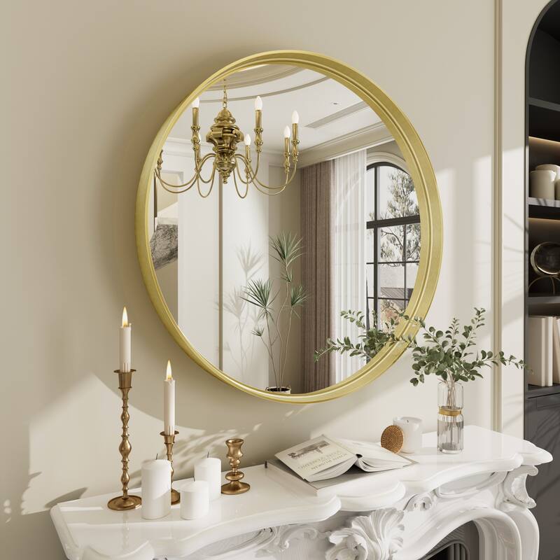Round Tempered Glass and Metal Framed French Cleat Mounted Wall Bathroom / Vanity Mirror