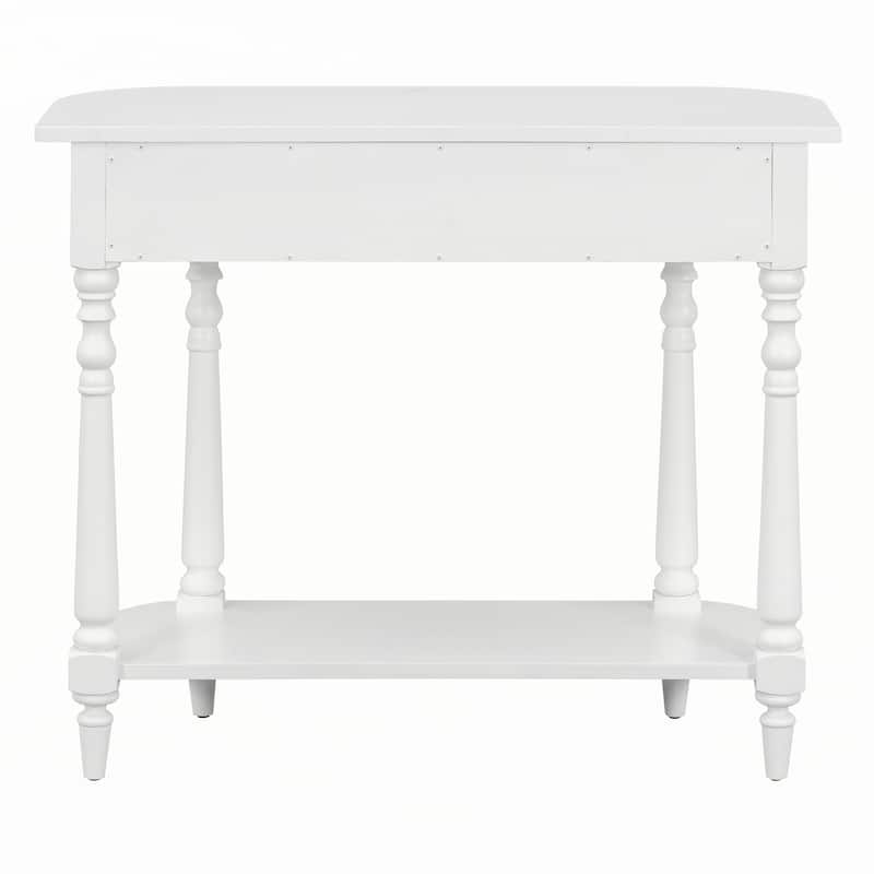 Narrow Console Table with Curved Corner(White)