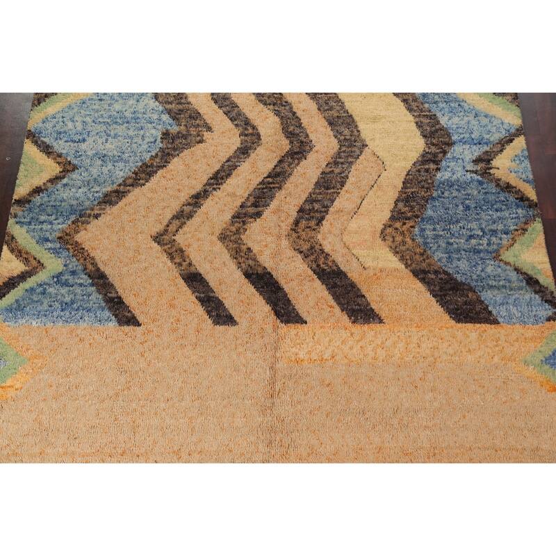 Geometric Tribal Moroccan Area Rug Wool Hand-knotted Oriental Carpet - 9'1" x 12'10"