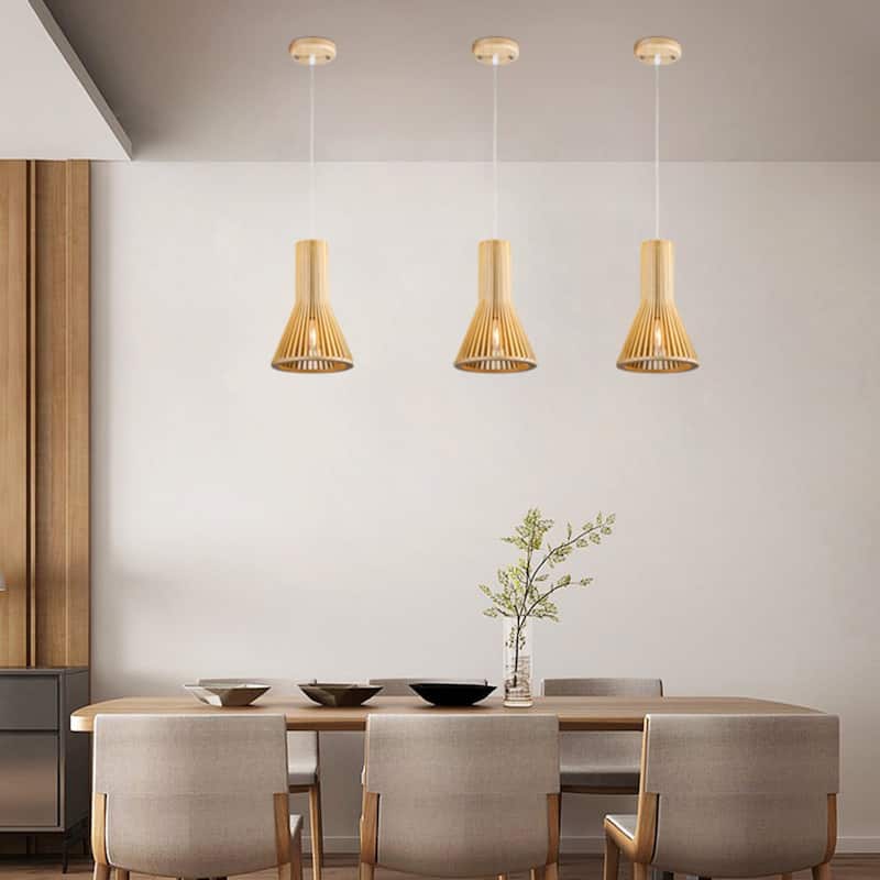 Mini Pendant Light with Wood Cage Frame