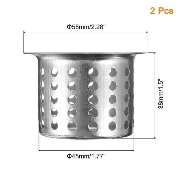 Kitchen Sink Strainer Stainless Steel Basket Grip 79mm For Drains 2pcs Silver Tone