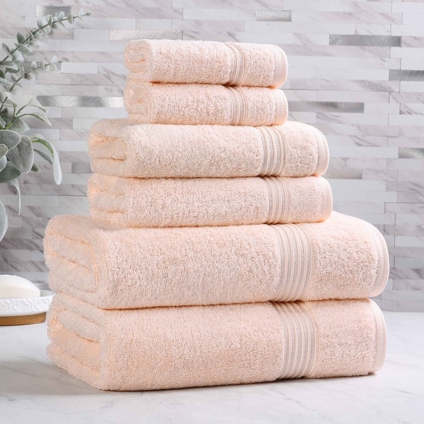 Superior Heritage Egyptian Cotton Absorbent 6-Piece Towel Set - Peach