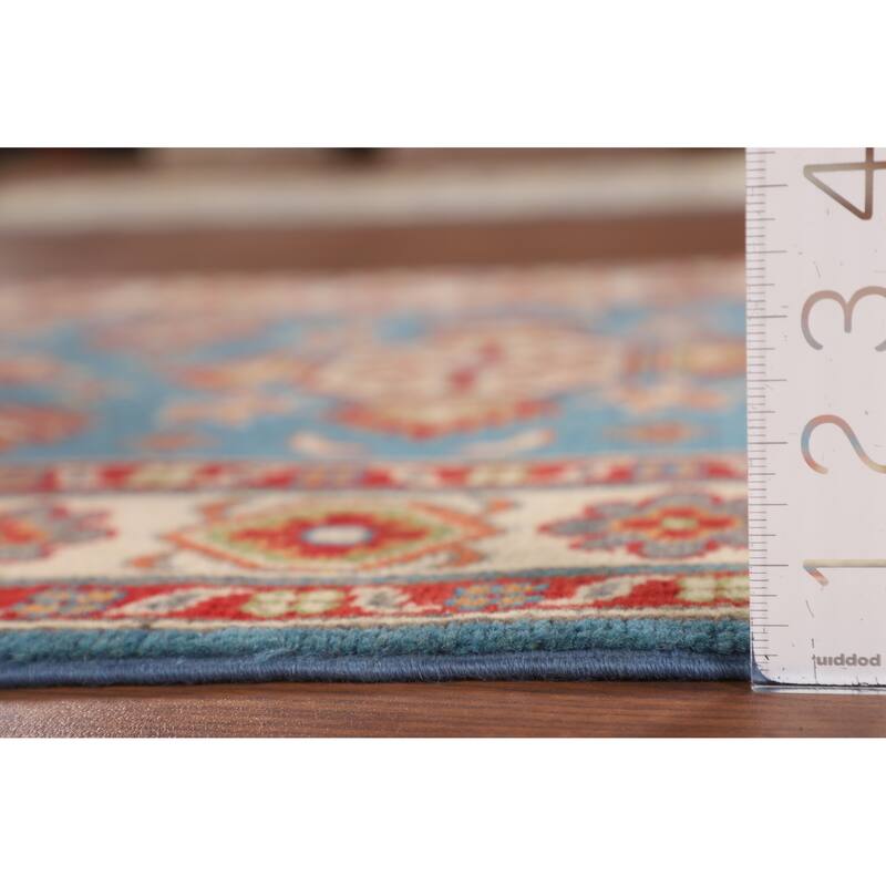 Light Blue Kazak Accent Rug Handmade Wool Carpet - 2'9" x 4'1"