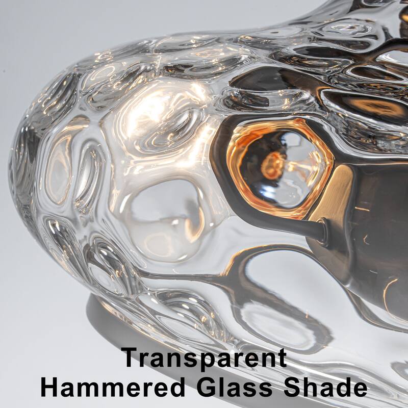 Starsky 2-Light Polished Semi-Flush Mount Ceiling Light with Hammered Glass Shade