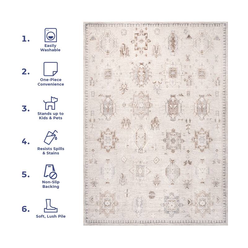 Nuloom Krystin SpinClean Distressed Machine Washable Area Rug
