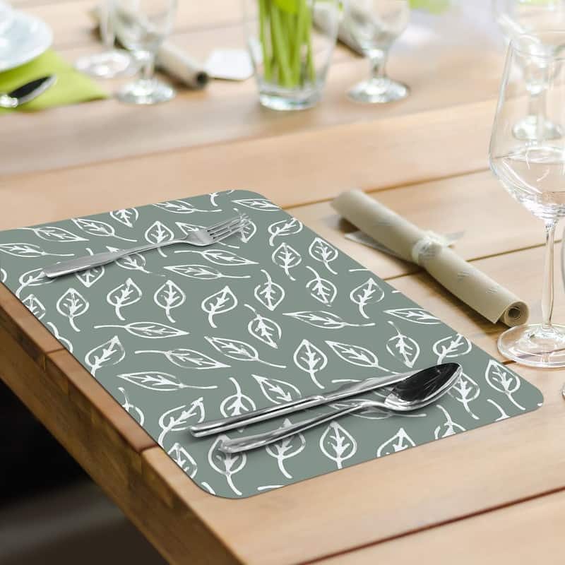 Meadow 4 Pack Reversible Easy Care Flexible Plastic Placemats Made in The USA BPA Free Easily Wipes Clean