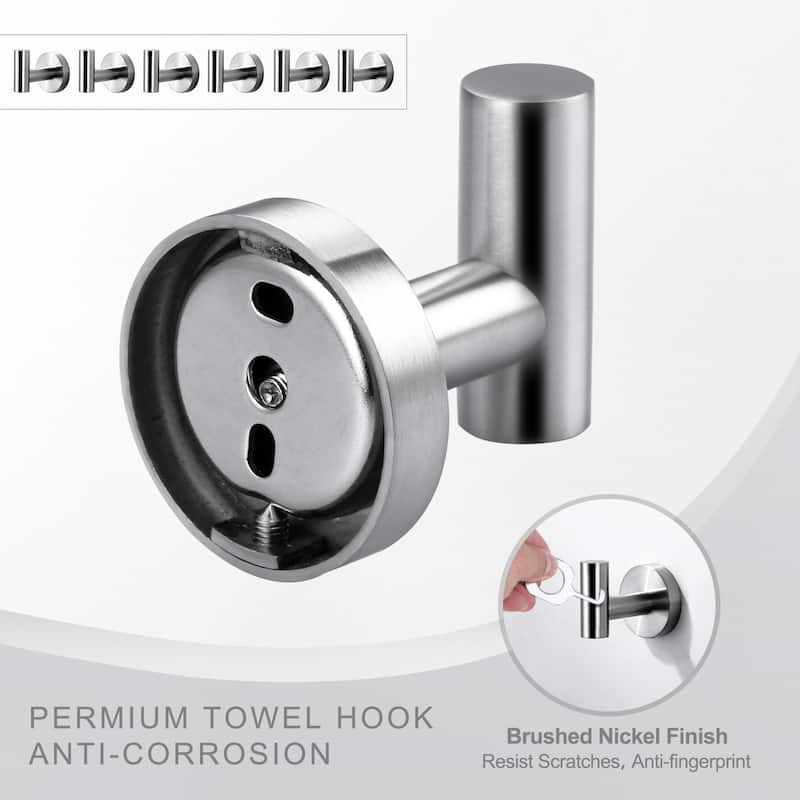 WOWOW Stainless Steel J-Hook Robe/Towel Hook 6-Pack