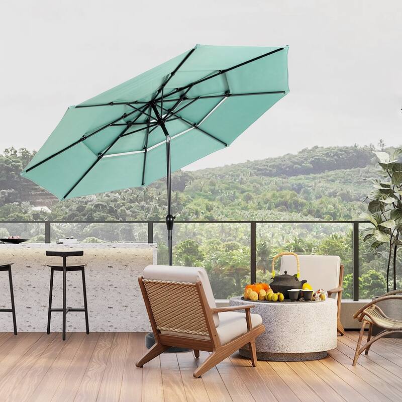Topcraft 10ft Aluminum 3 Tier Tiltable Market Umbrella