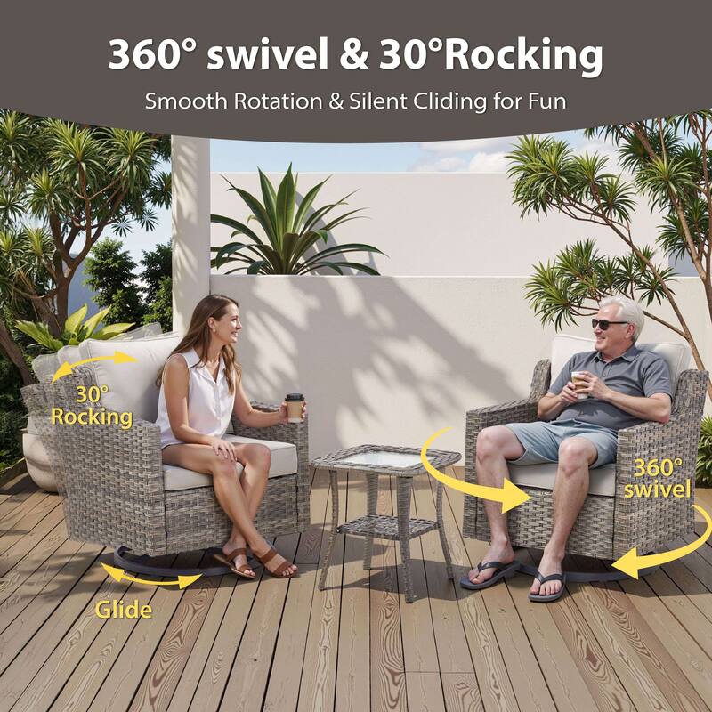 Glissia 7-Piece Gray Wicker Fire Pit Conversation Set with Wicker fire pit