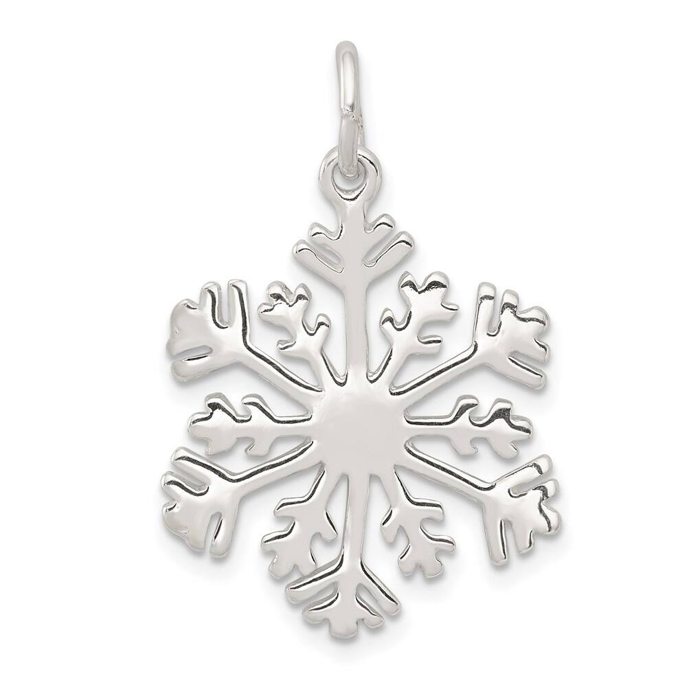 Diamond2Deal 925 Sterling Silver Polished Snowflake Pendant (L- 31 mm, W- 21 mm)