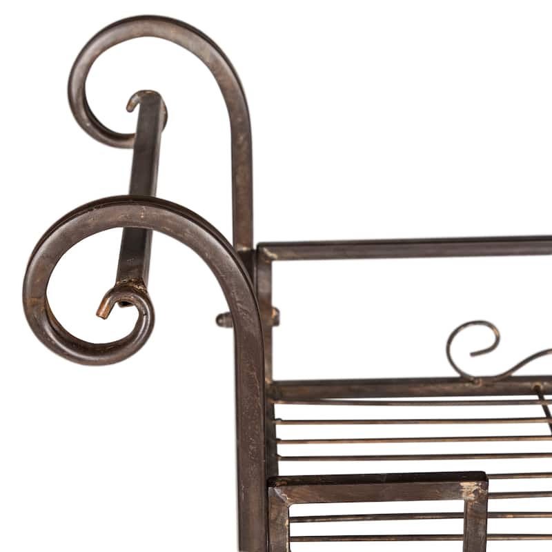 SAFAVIEH Outdoor Abigale Victorian Scroll Iron 3-Tier Shelf - 28"W x 12"D x 42"H